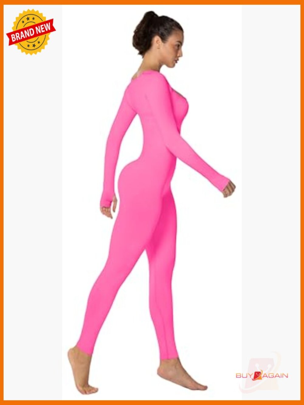 Long Sleeve Square Neck Bodysuit Jumpsuit Scrunch Leggings - Picture 4 of 7